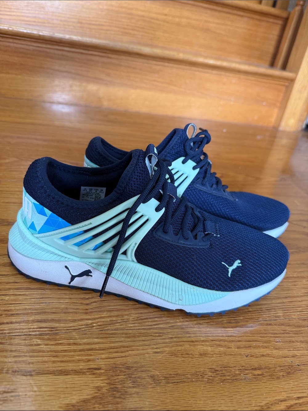 Puma Navy and Mint Green Women's Athletic Sneakers